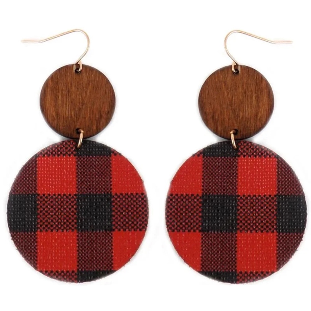 Red & Black Buffalo Plaid Earrings